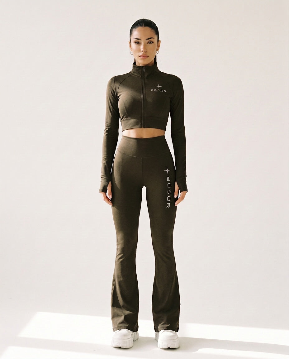 Leggings «Étoile», Olivgrün, Damen-Model, von vorne
