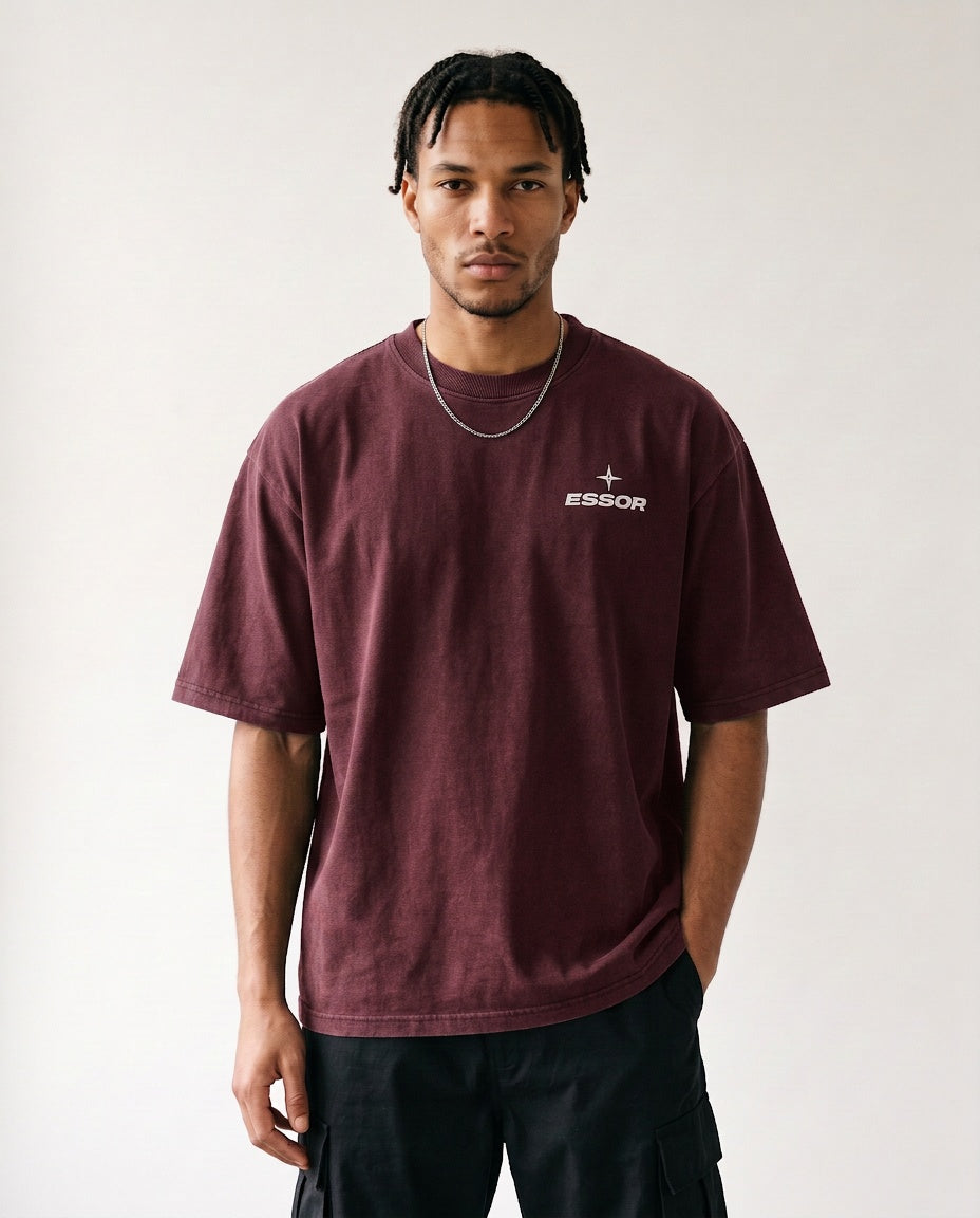 T-Shirt «Envol», Bordeaux, Herren-Model, von vorne