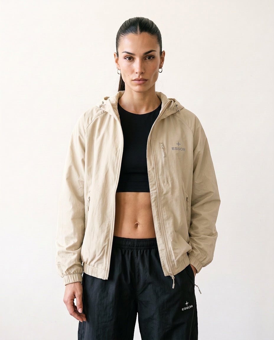 Trainingsjacke «Élan», Naturweiss, Damen-Model, von vorne