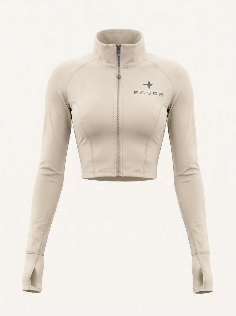 Kurze Zip-Jacke «Étoile», Naturweiss, Produktbild