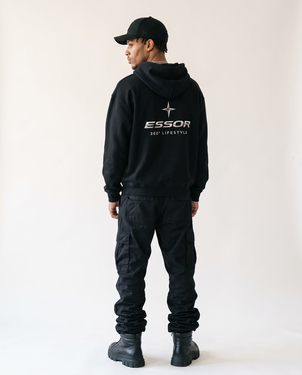 Kapuzenpullover «360° Lifestyle», Schwarz, Herren-Model, von hinten