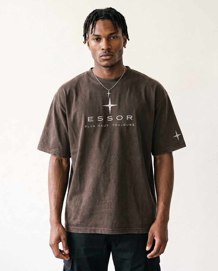 T-Shirt «Globe», Taupe, Herren-Model, von vorne