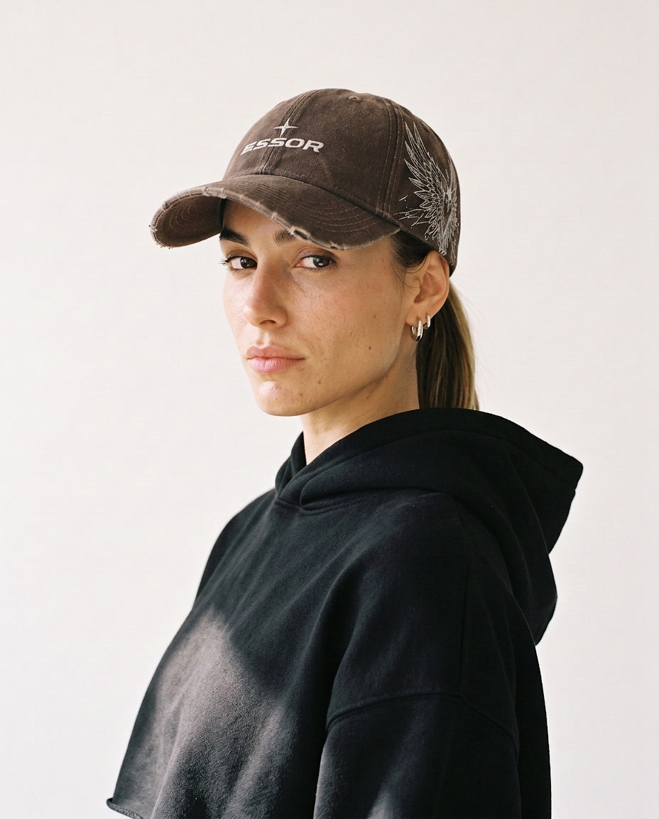Kappe «Envol» gewaschen, Taupe, Damen-Model