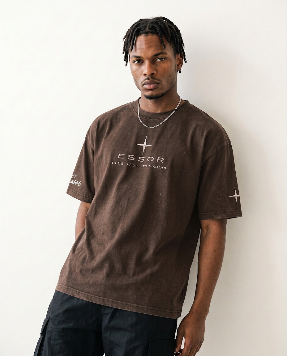 T-Shirt «Script», Taupe, Herren-Model, von vorne