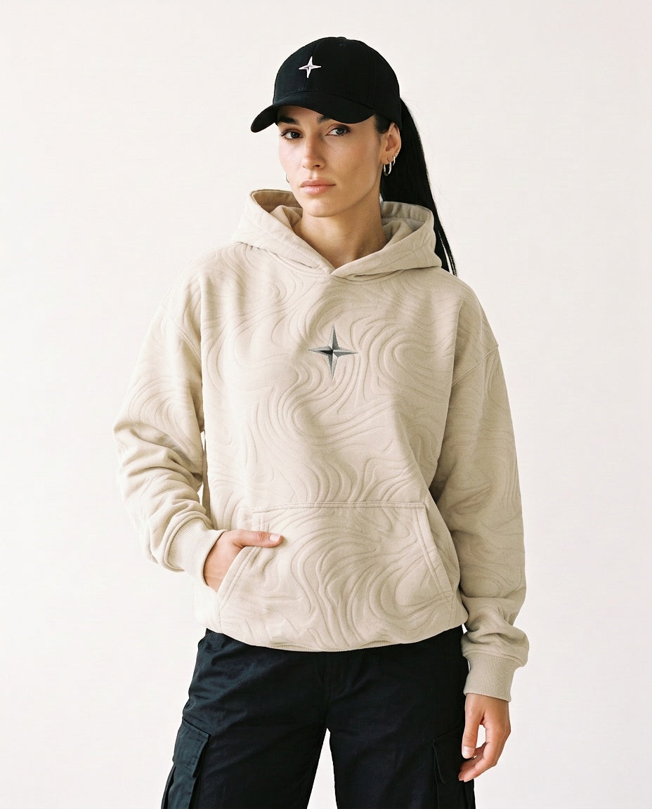 Kapuzenpullover «360° Lifestyle», Naturweiss, Damen-Model, von vorne