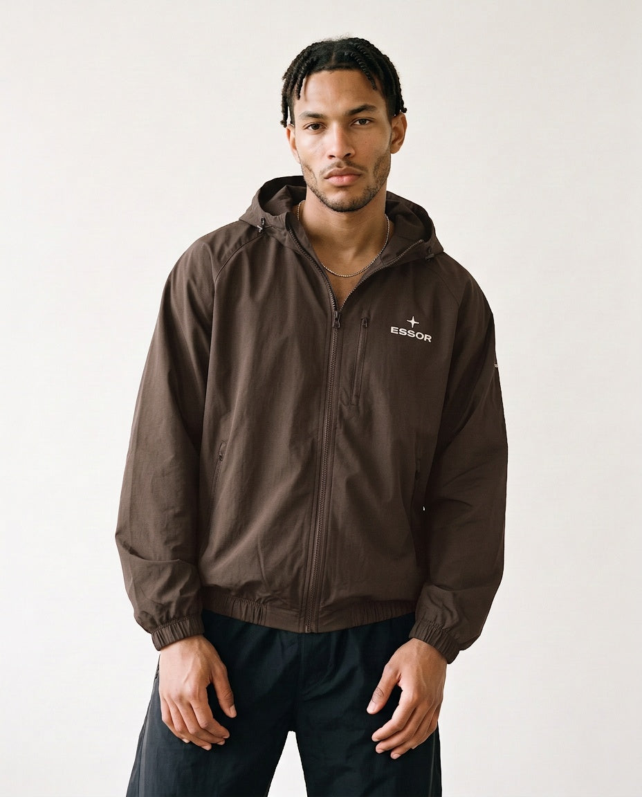 Trainingsjacke «Élan», Taupe, Herren-Model, von vorne