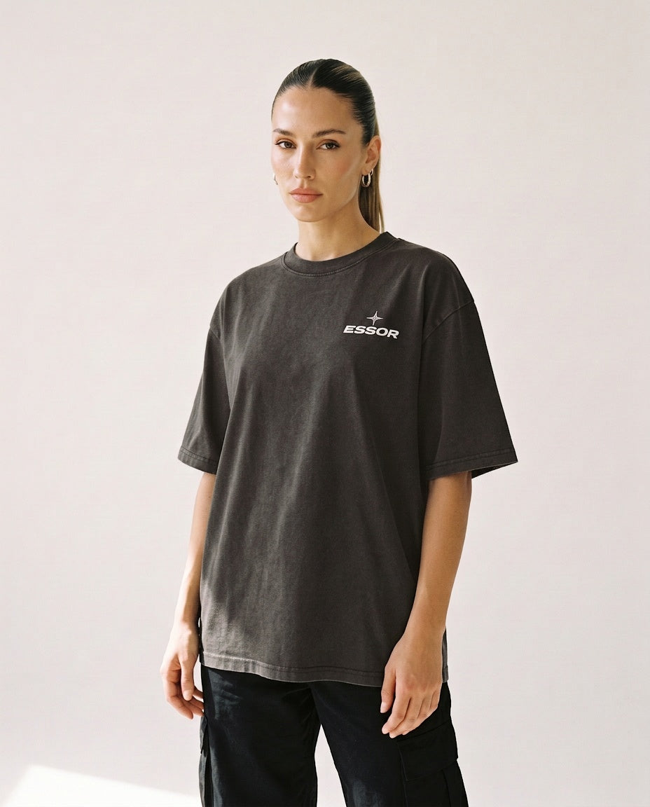 T-Shirt «Envol», Dunkelgrau, Damen-Model, von vorne