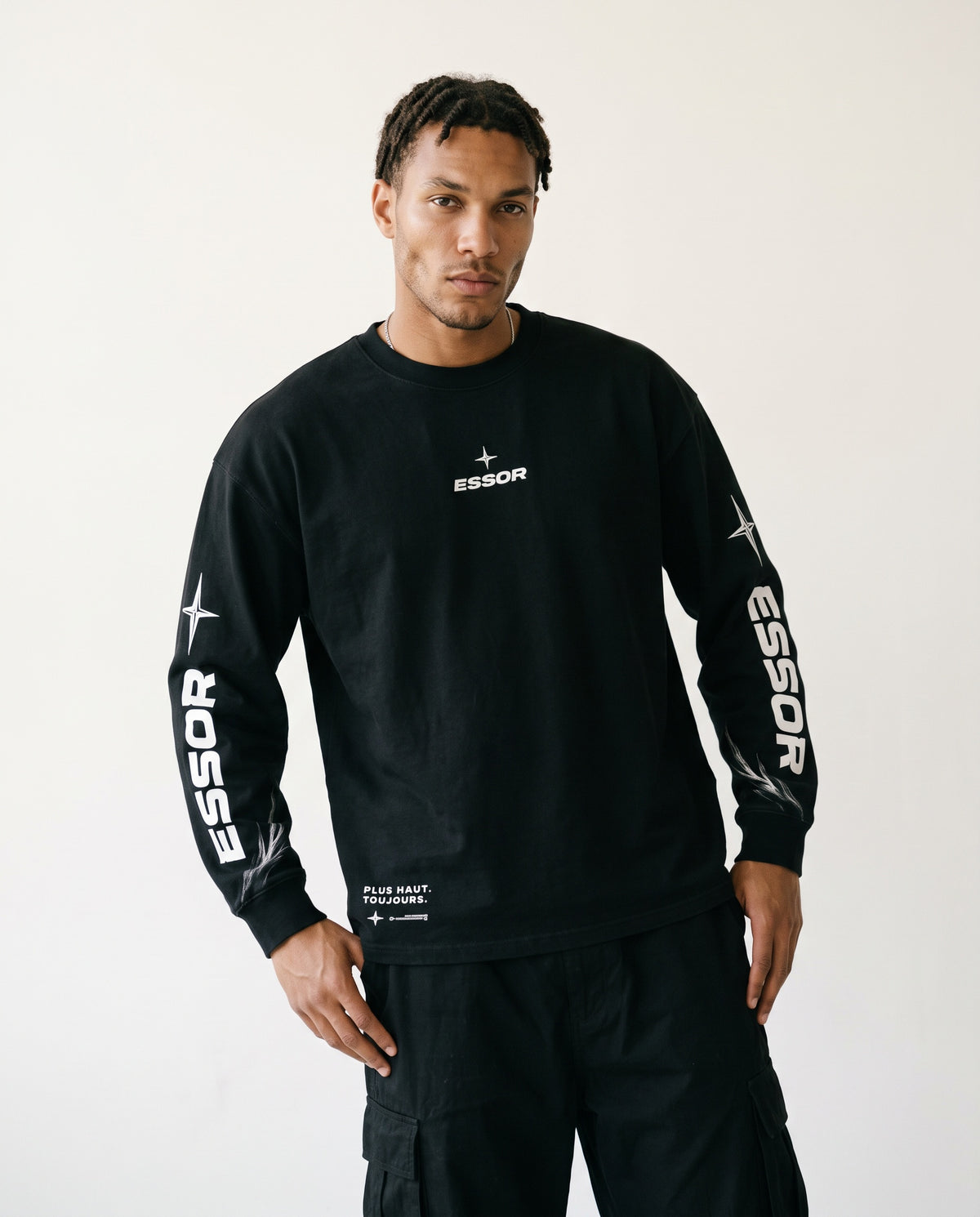 Langarmshirt «Envol», Schwarz, Herren-Model, von vorne