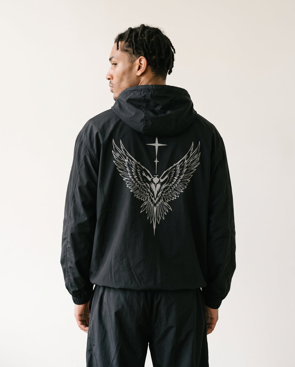 Trainingsjacke «Élan», Schwarz, Herren-Model, von hinten