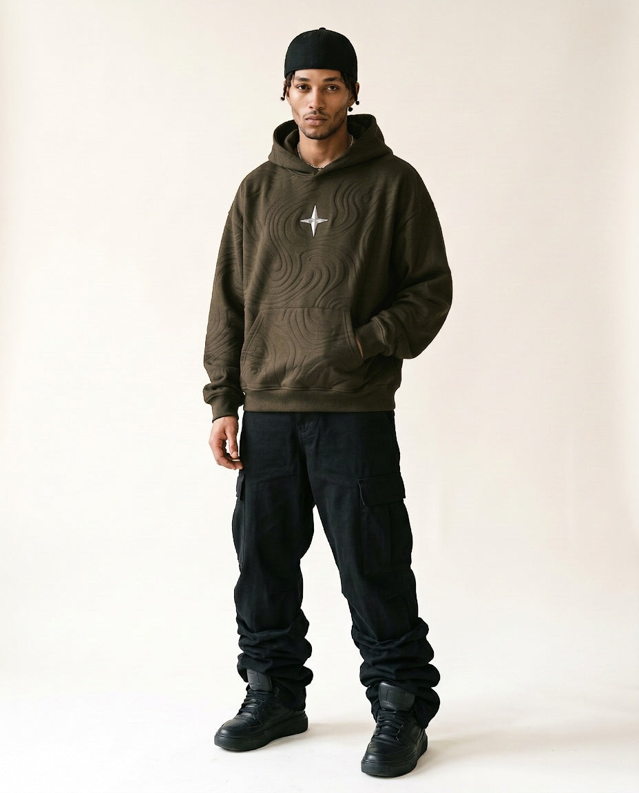 Kapuzenpullover «360° Lifestyle», Olivgrün, Herren-Model, von vorne