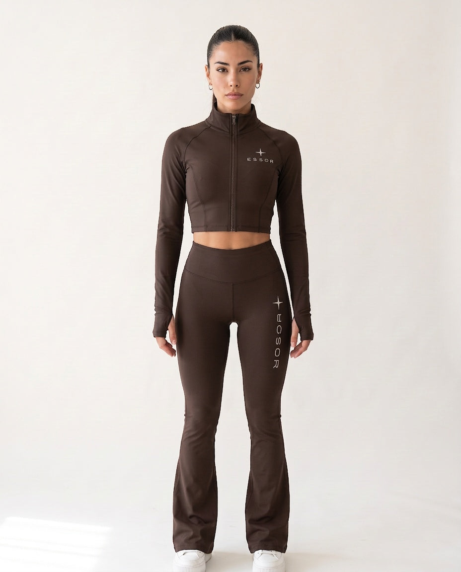 Kurze Zip-Jacke «Étoile», Taupe, Damen-Model, von vorne