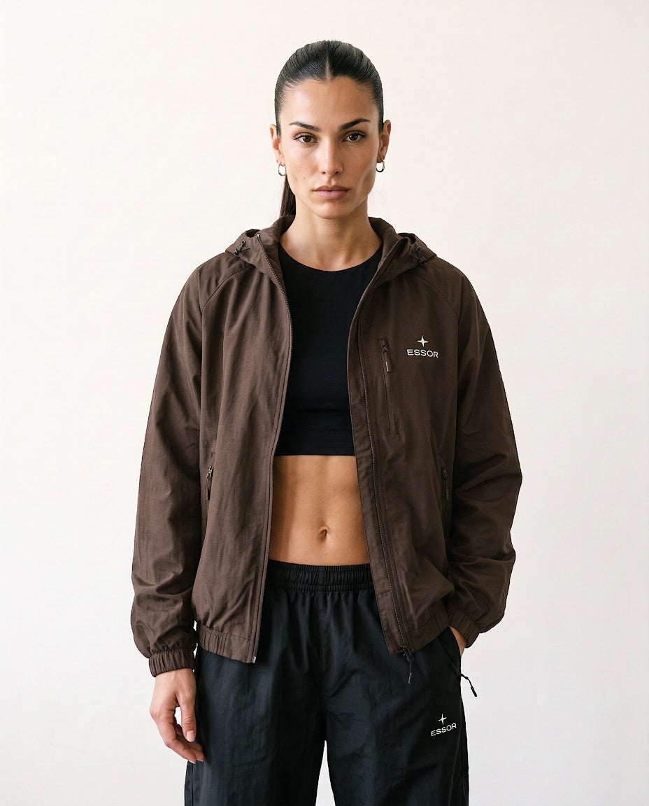 Trainingsjacke «Élan», Taupe, Damen-Model, von vorne