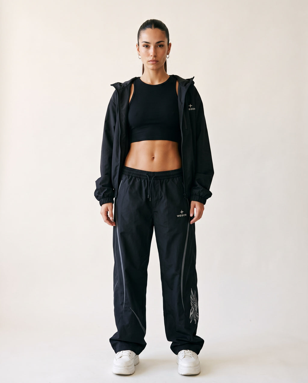 Trainingshose «Élan», Schwarz, Damen-Model, von vorne
