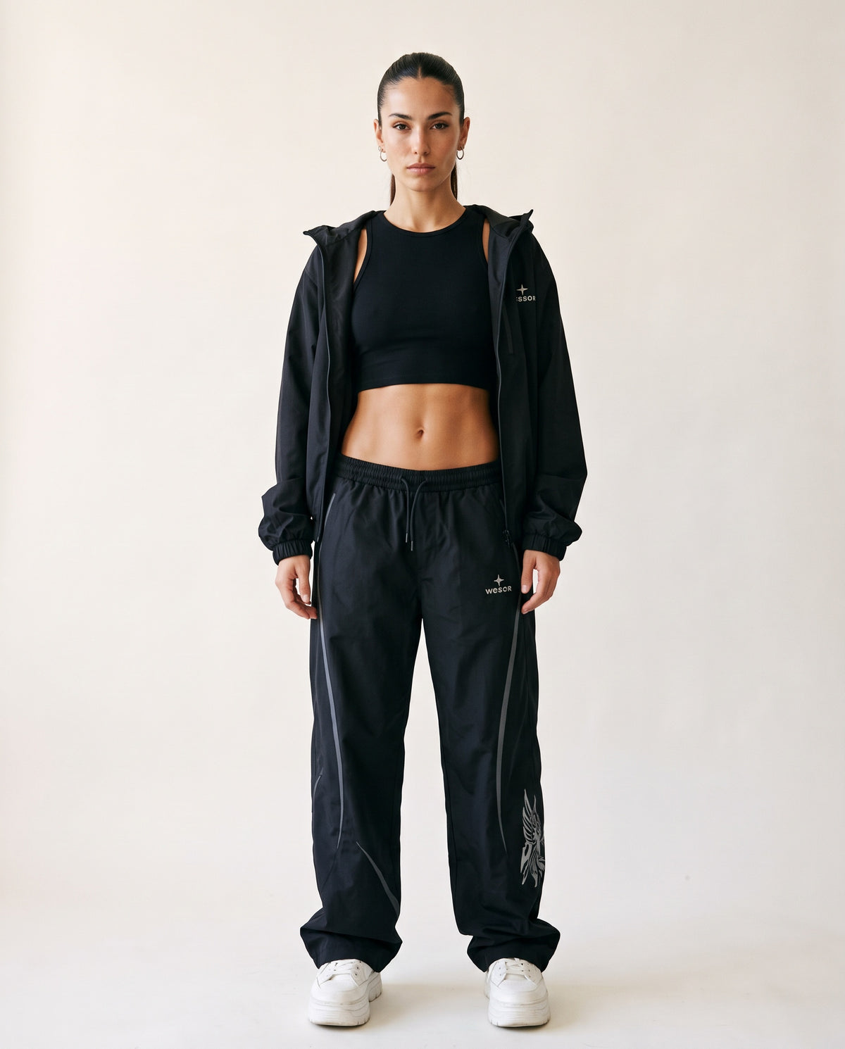 Trainingshose «Élan», Schwarz, Damen-Model, von vorne