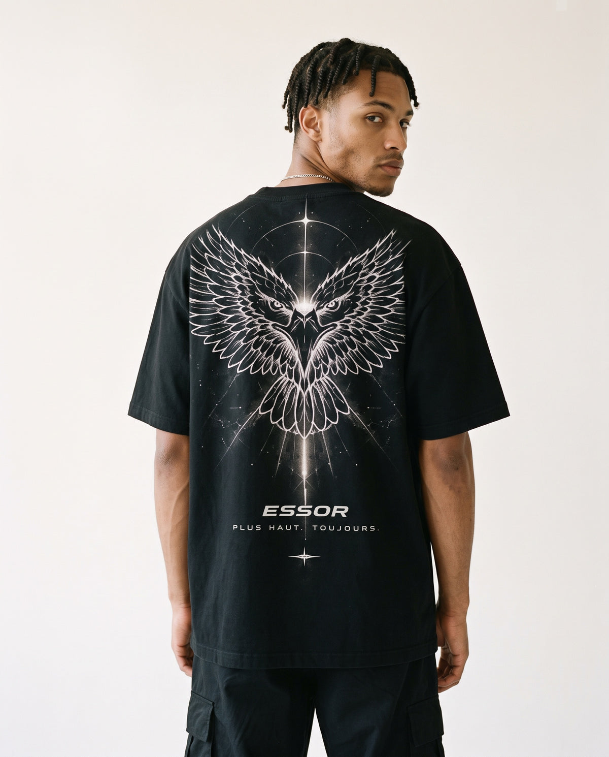 T-Shirt «Envol», Schwarz, Herren-Model, von hinten