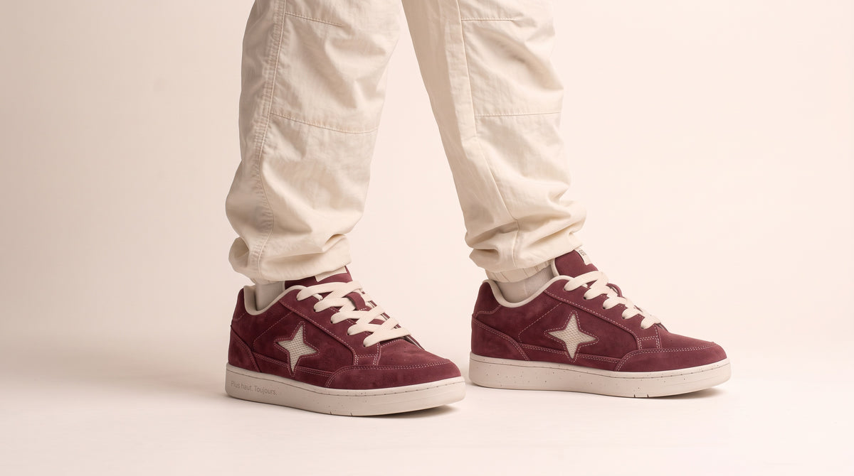 Junior Sneaker «Velours», Bordeaux, am Fuss
