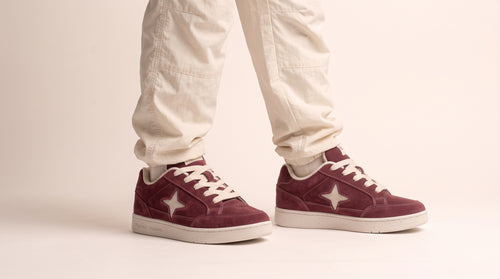 Junior Sneaker «Velours», Bordeaux, am Fuss
