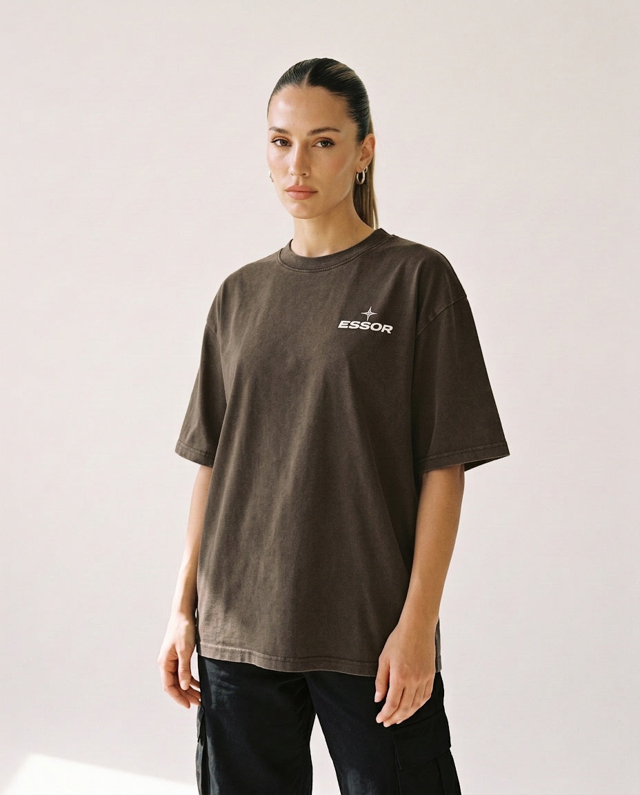 T-Shirt «Envol», Taupe, Damen-Model, von vorne