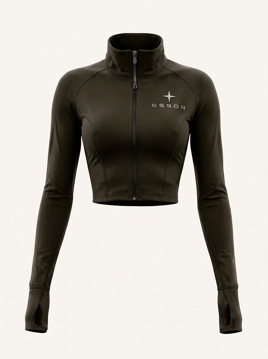 Kurze Zip-Jacke «Étoile», Olivgrün, Produktbild
