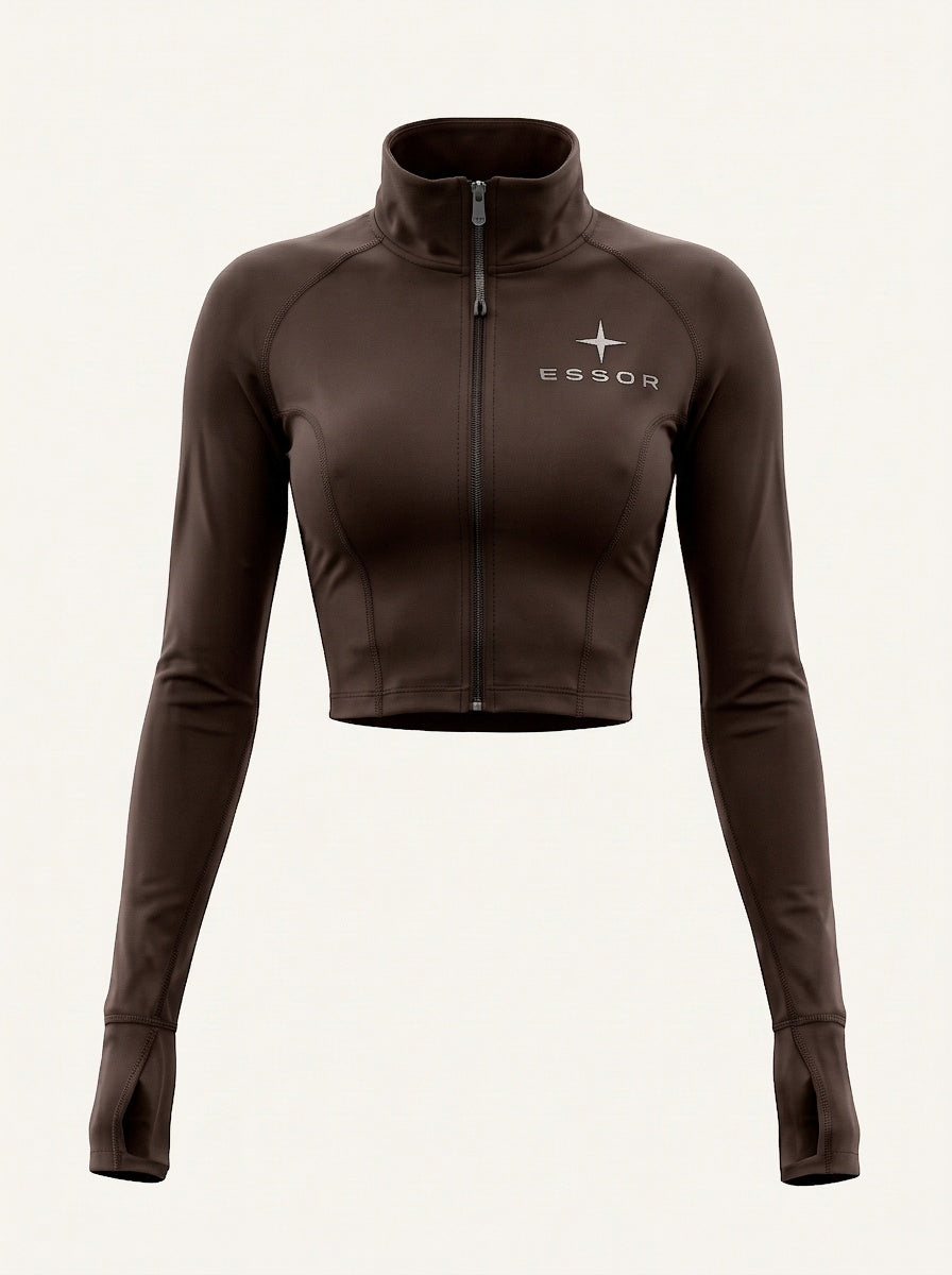 Kurze Zip-Jacke «Étoile», Taupe, Produktbild