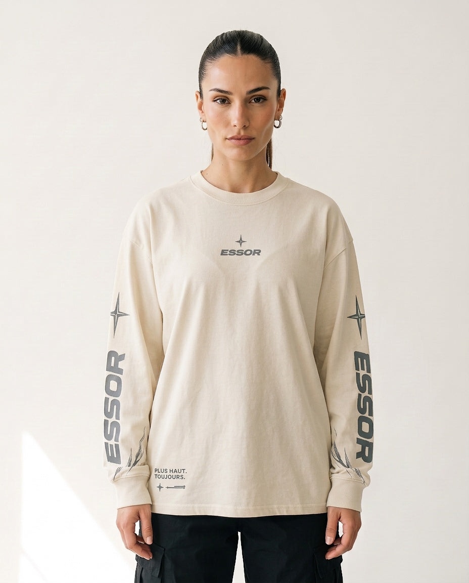 Langarmshirt «Envol», Naturweiss, Damen-Model, von vorne