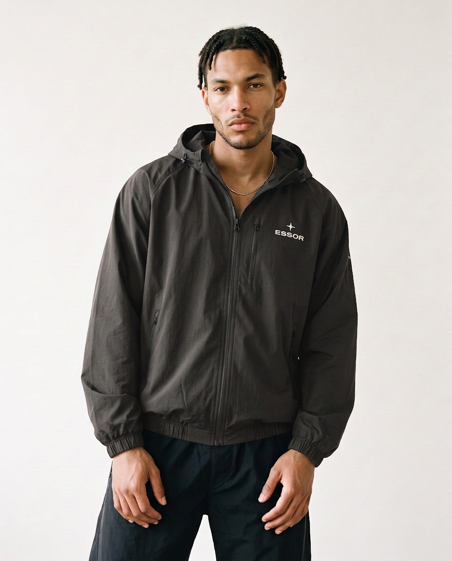 Trainingsjacke «Élan», Dunkelgrau, Herren-Model, von vorne