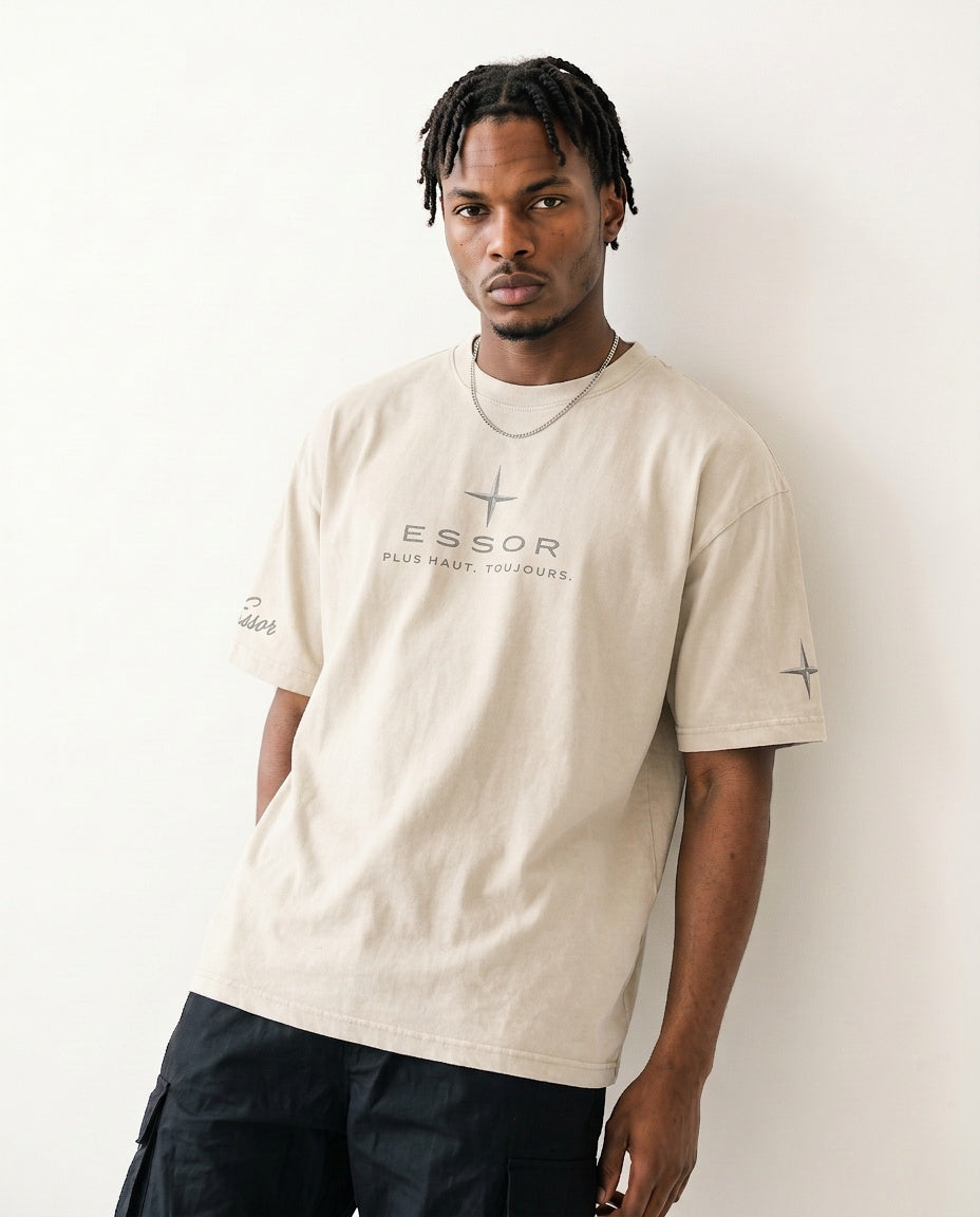 T-Shirt «Script», Naturweiss, Herren-Model, von vorne