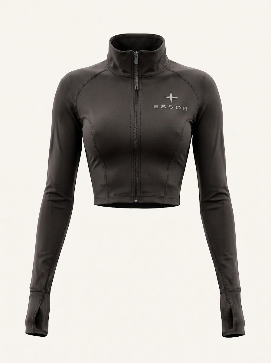 Kurze Zip-Jacke «Étoile», Dunkelgrau, Produktbild