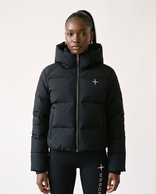 Beheizte Daunenjacke «Chaleur», Schwarz, Damen-Model, von vorne