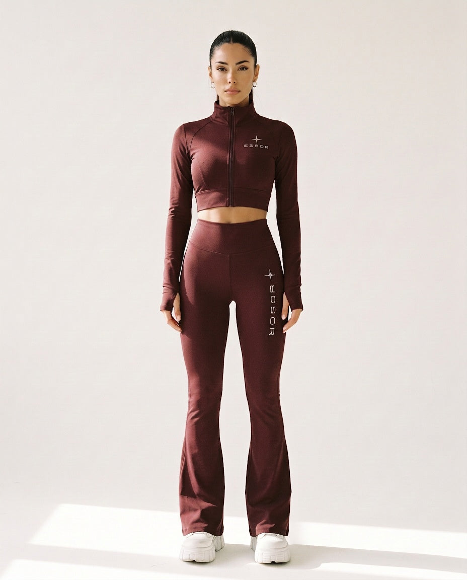 Leggings «Étoile», Bordeaux, Damen-Model, von vorne