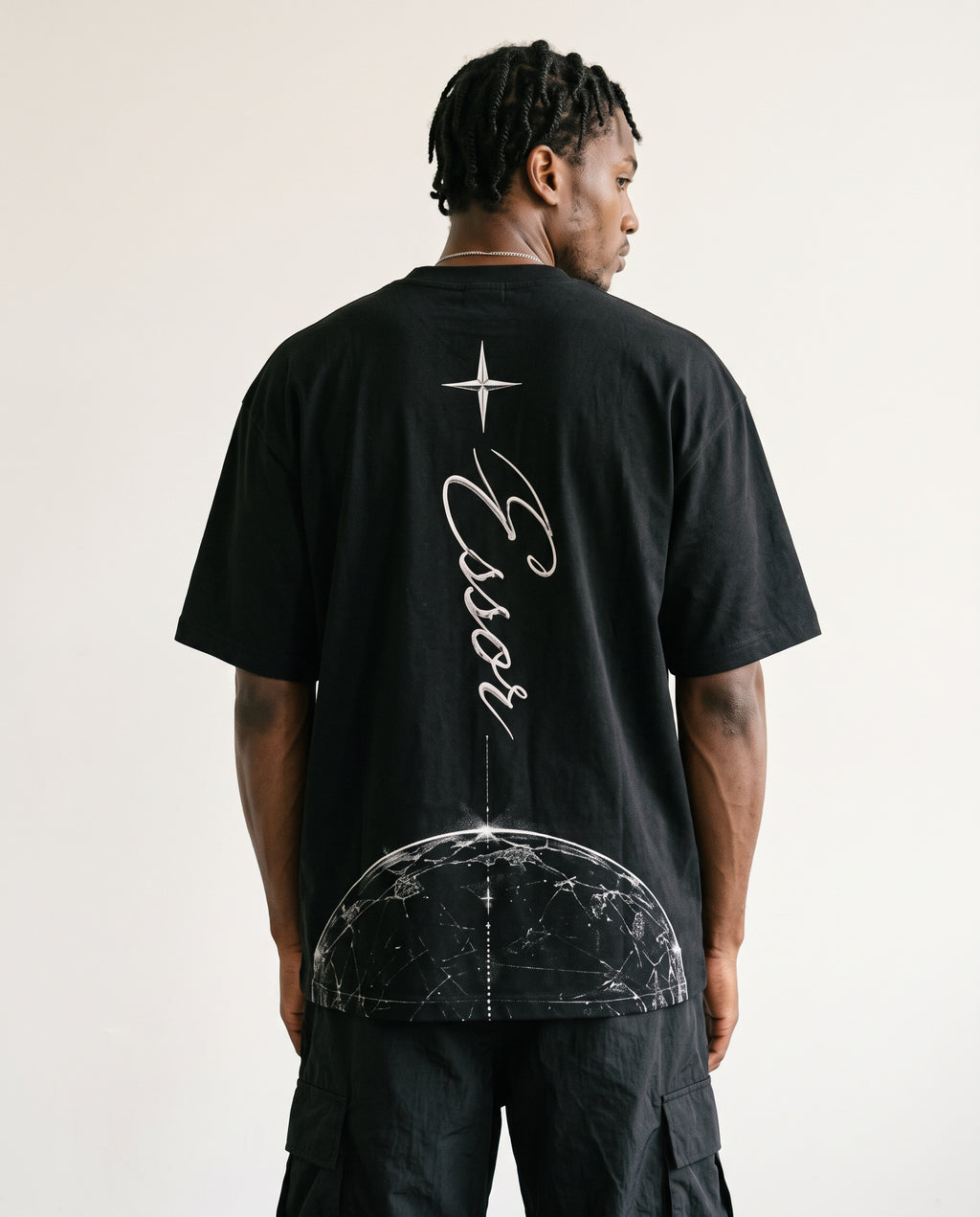 T-Shirt «Script», Schwarz, Herren-Model, von hinten