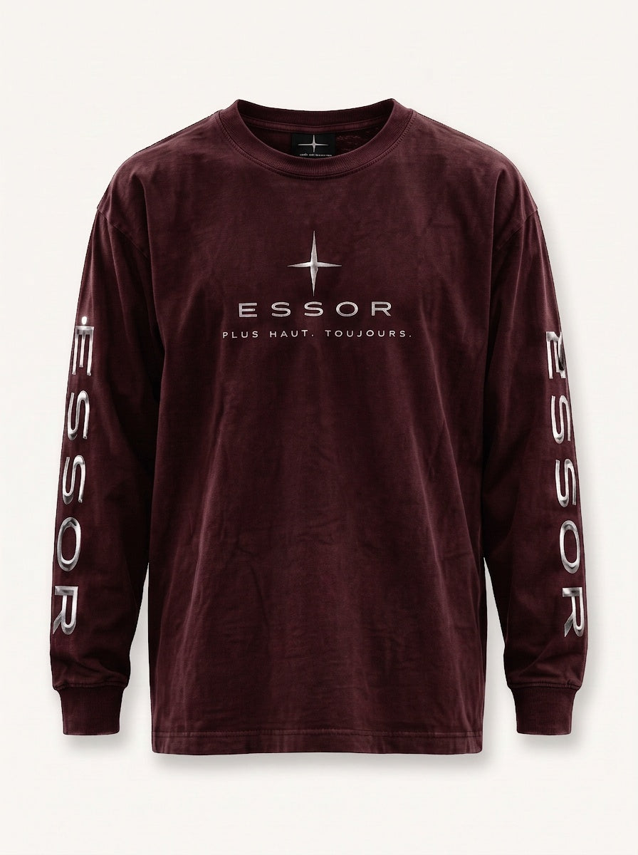 Langarmshirt «Globe», Bordeaux, Produktbild