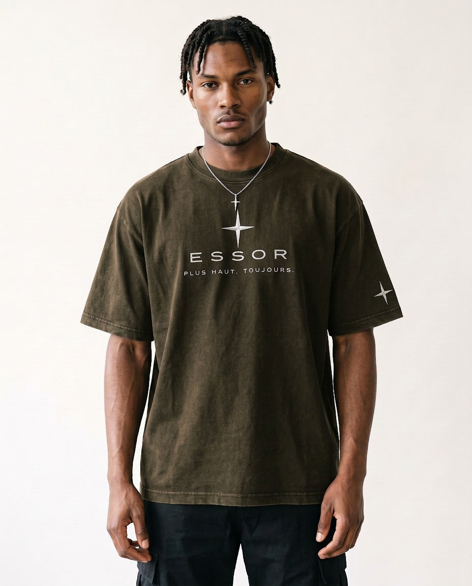 T-Shirt «Globe», Olivgrün, Herren-Model, von vorne