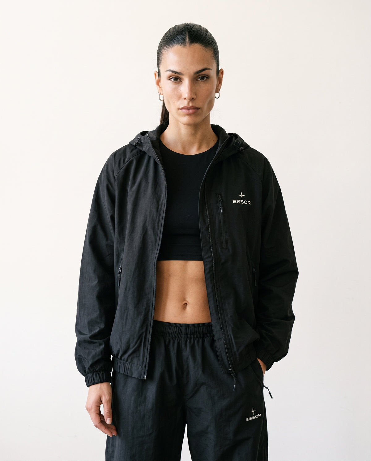Trainingsjacke «Élan», Schwarz, Damen-Model, von vorne