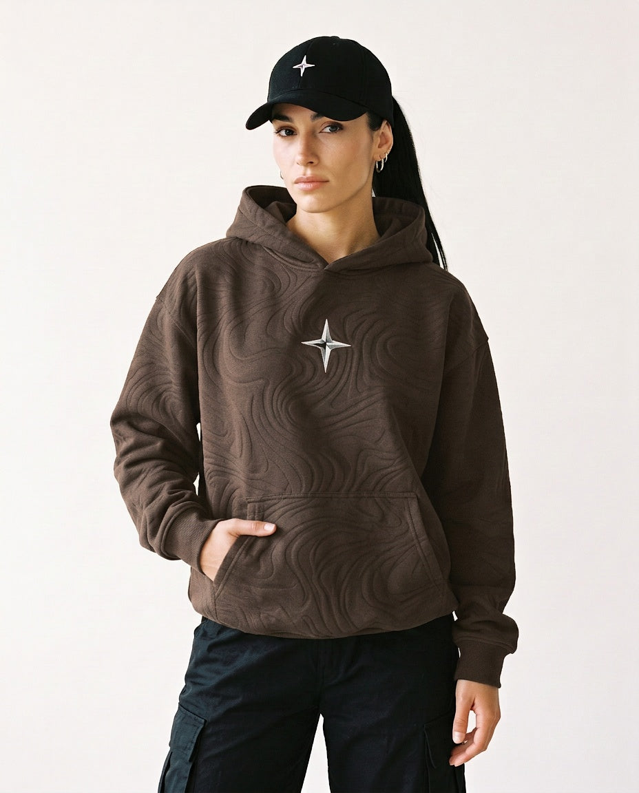 Kapuzenpullover «360° Lifestyle», Taupe, Damen-Model, von vorne