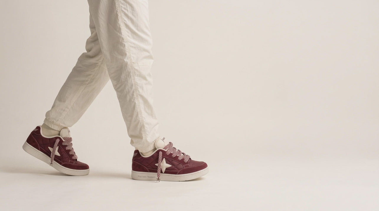 Sneaker «Velours», Bordeaux, Video am Fuss